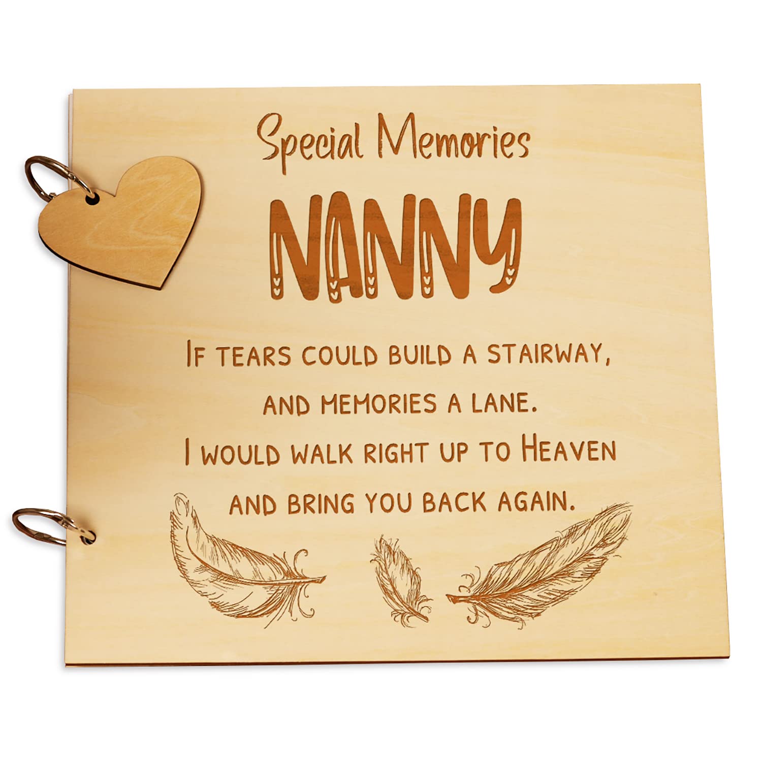 Nanny Remembrance In Loving Memory Wooden Guest Book, Scrapbook or Photo Album