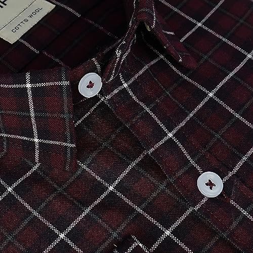 Image of GHPC Cottswool Winter Wear Woolen Windowpane Checks Full Sleeves Regular Fit Formal Shirt for Men