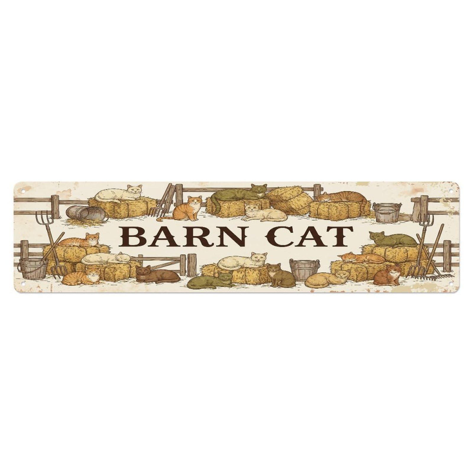 Xanthor Style Metal Tin Sign Vintage Barn Purr Farmhouse Funny Cat Backyard Farm