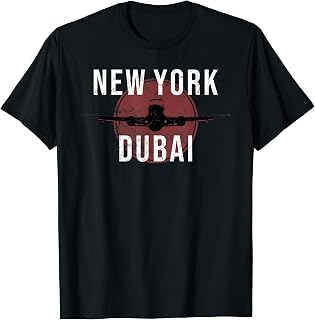 New York City to Dubai Flight Souvenir T Shirt