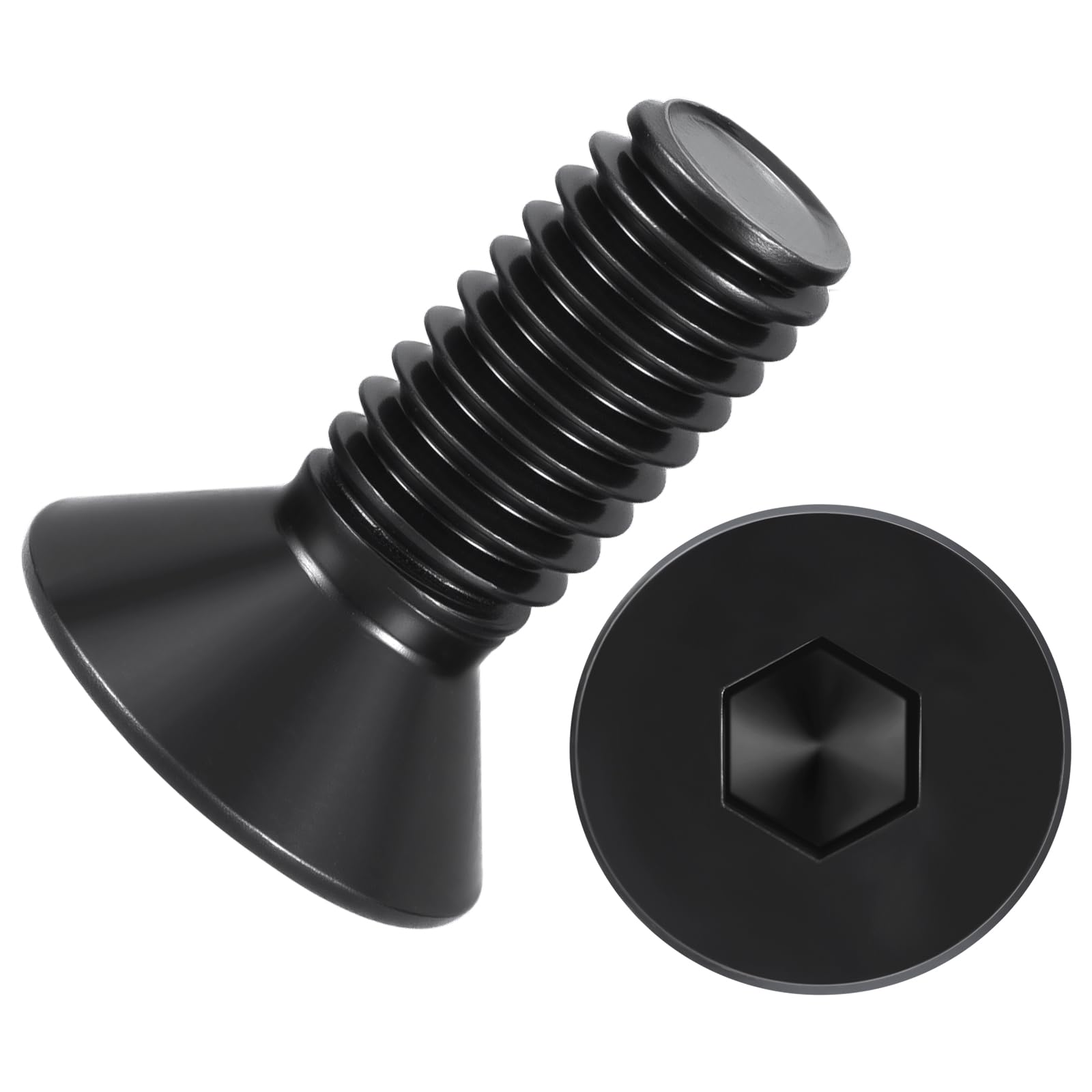 Kozelo 10Pcs Flat Head Socket Cap Screws - [3/8"-16 x 1"], Carbon Steel Countersunk Bolts, Black, for Automotive, Furniture Repair, Industrial Equipment & Temporary Fixes