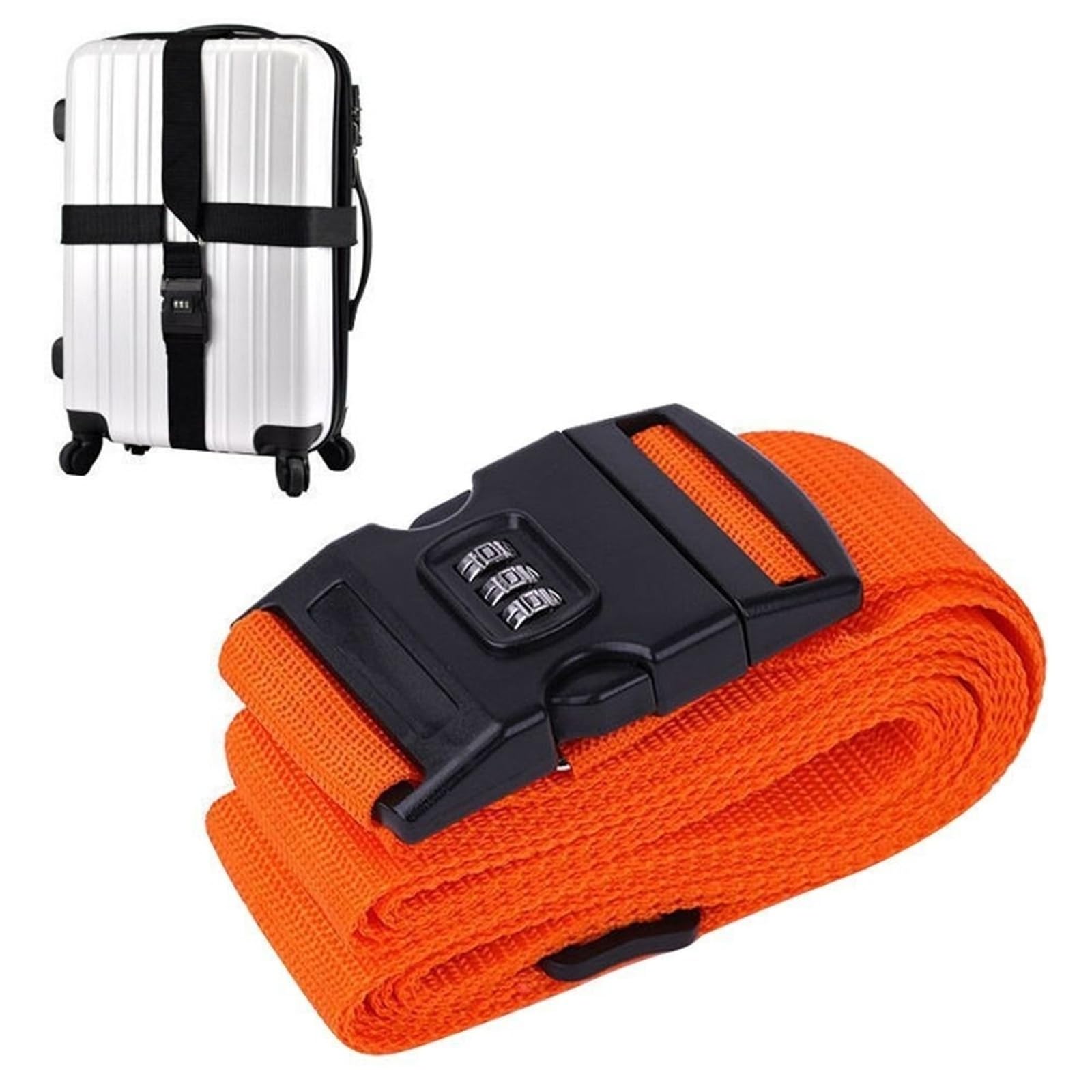 Correas Ajustables para Equipaje Correa de Equipaje de Viaje, Bloqueo de contraseña Ajustable, cinturón de Embalaje, Paquete antirrobo Seguro for Equipaje(Orange)