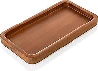 Vista 1 de ALELION Bandeja de tocador pequeña de 6" para baño - Bandeja dispensadora de jabón de cocina de madera de acacia - Bandeja decorativa para tocador