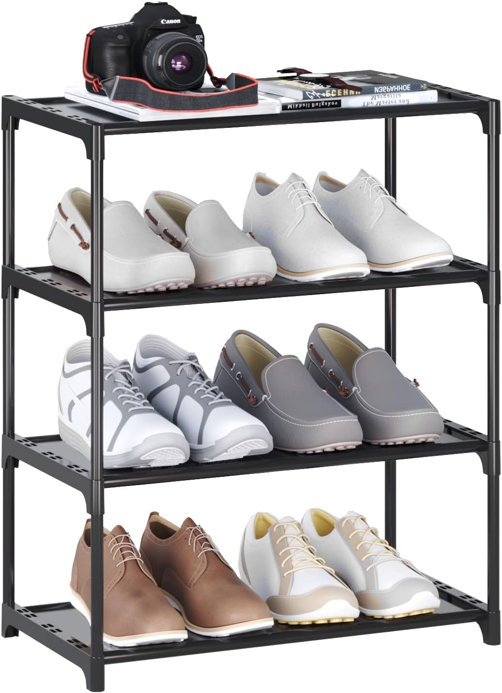 Hockmez 4Tier Small Shoe Rack .Stackable Shoe Shelf