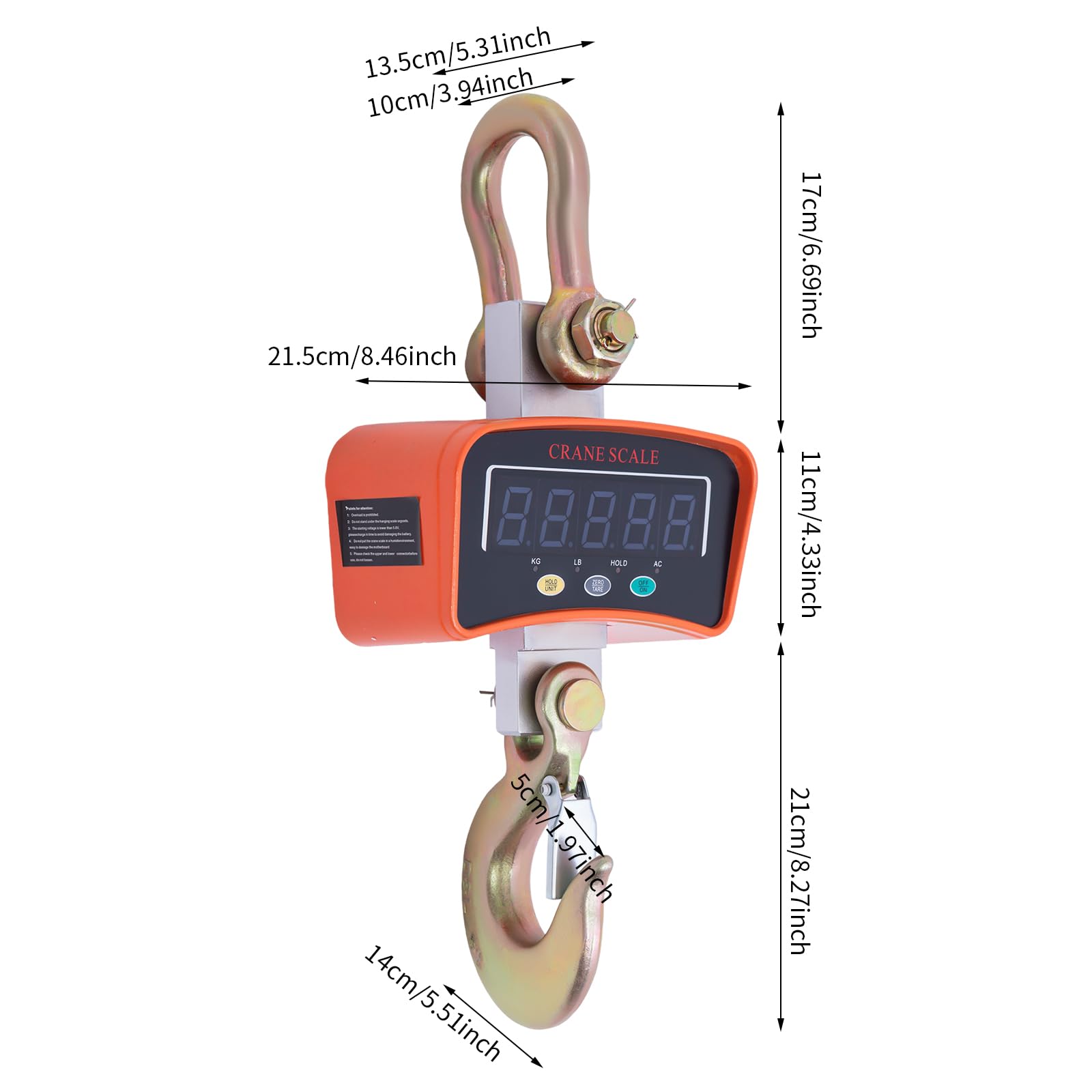 3T 3000KG Kranwaage, Digitale Hängewaage Elektronische Hebewaage Zugwaage Stützlastwaage Industrielle Kranwaage, mit LED Display und Fernbedienung