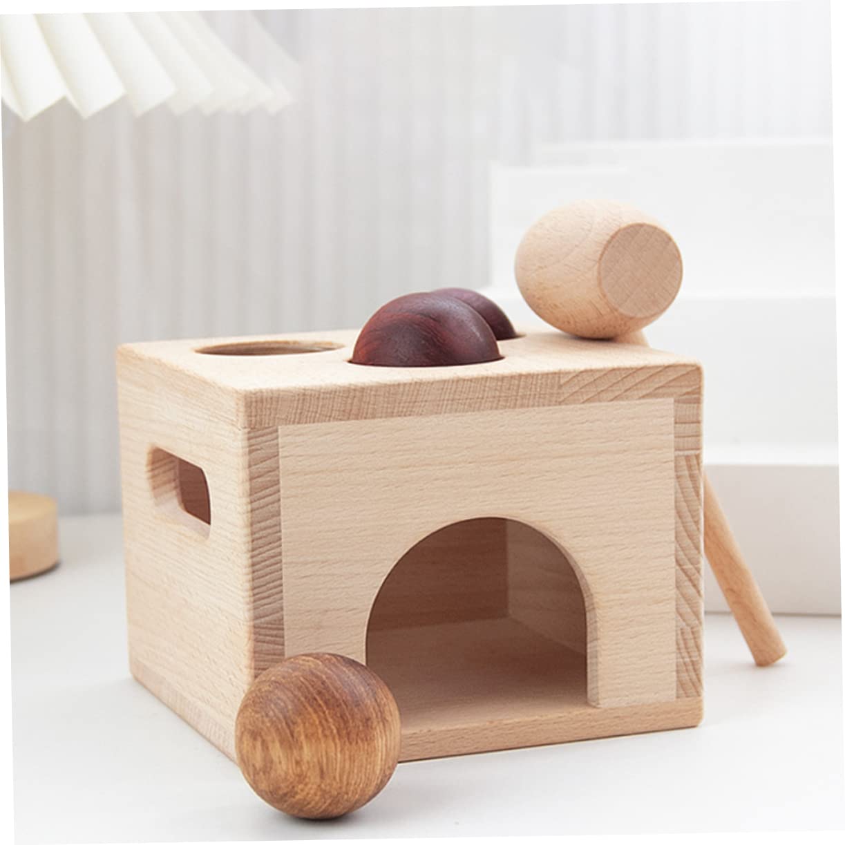 Hemobllo Giocattolo Educativo Knock Balls in Legno Liscio per Bambini 1-3 Anni, Set per Sviluppo Coordinazione Occhio-Mano e Abilità Sociali, Gioco Didattico Montessori per Casa