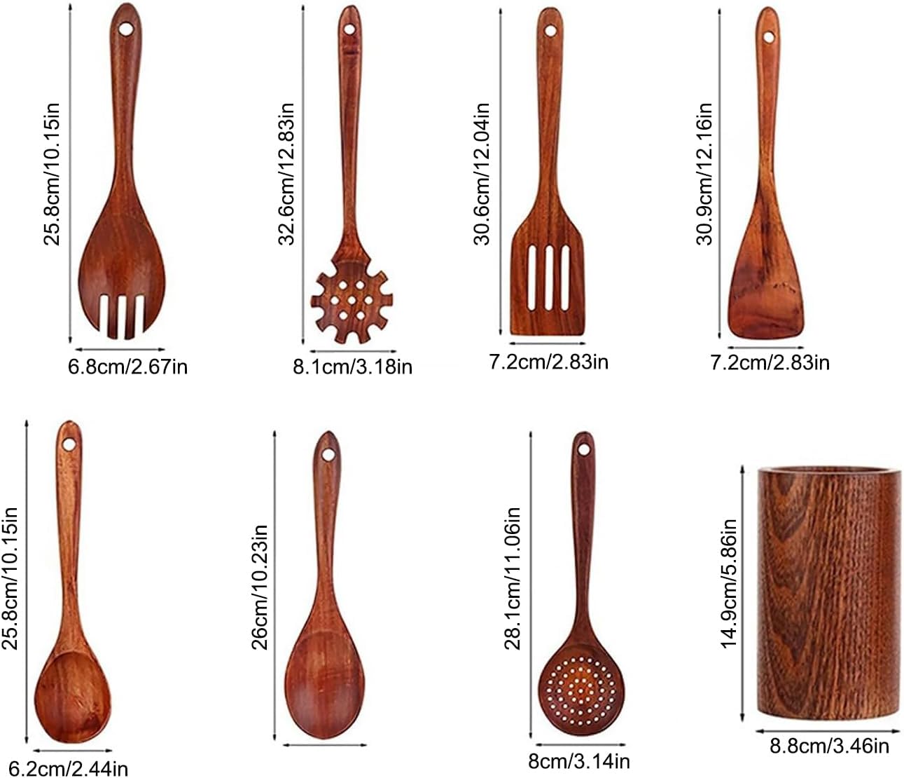 Cooking Utensils Set - Heat Resistant Spatulas, 8 Piece Kitchen Tools for Food Preparation, Premium Wooden Ladle with Comfortable Grip, Culinary Accessory, Multi-Purpose Kit for BBQ and Home Cooking