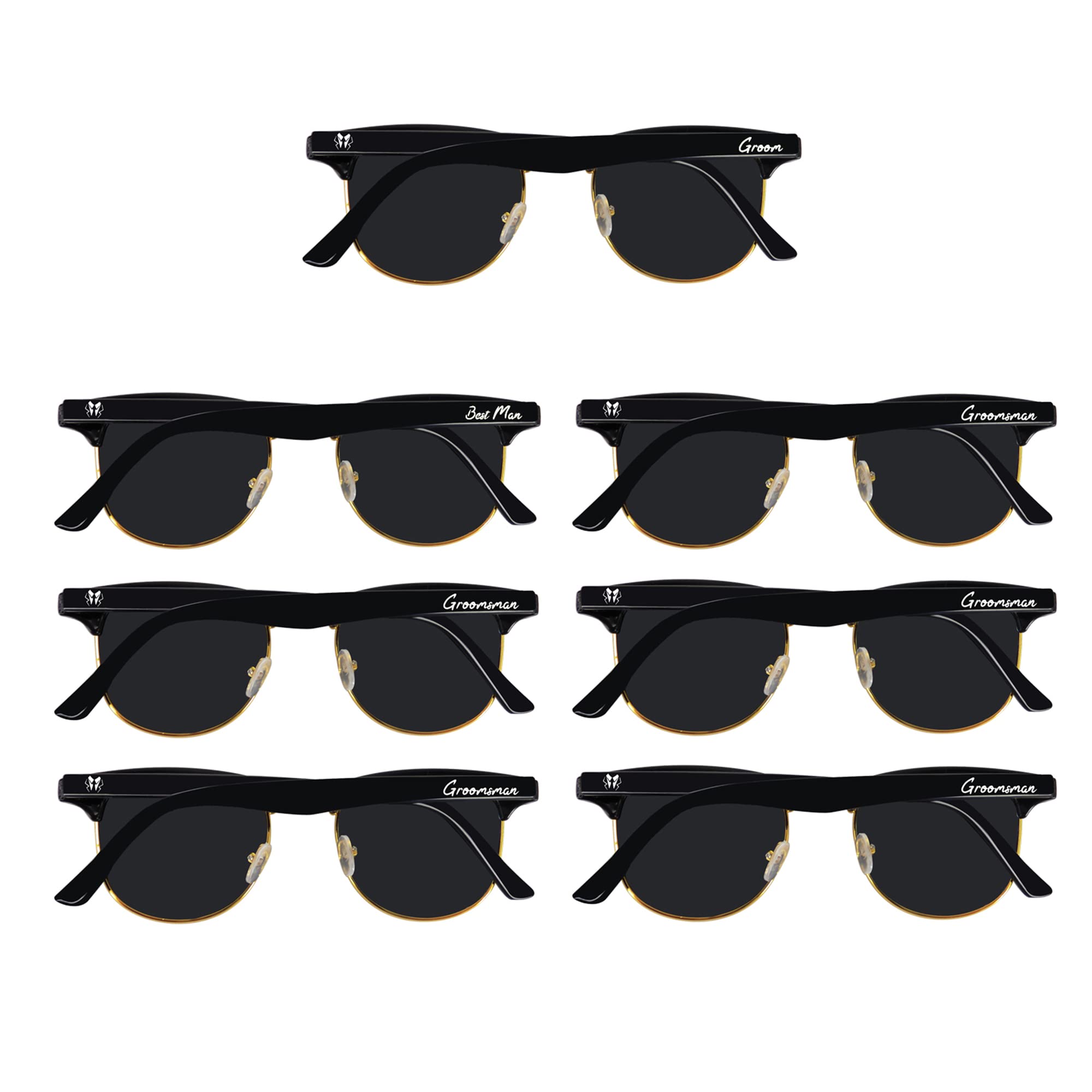 Lady&Home Men's Metal Lady & Home Grooms Proposal Gifts 7Pcs Best Man Proposal Sunglasses For Groom, Best Man, Groomsman, Stag Party And Wedding (Metal)