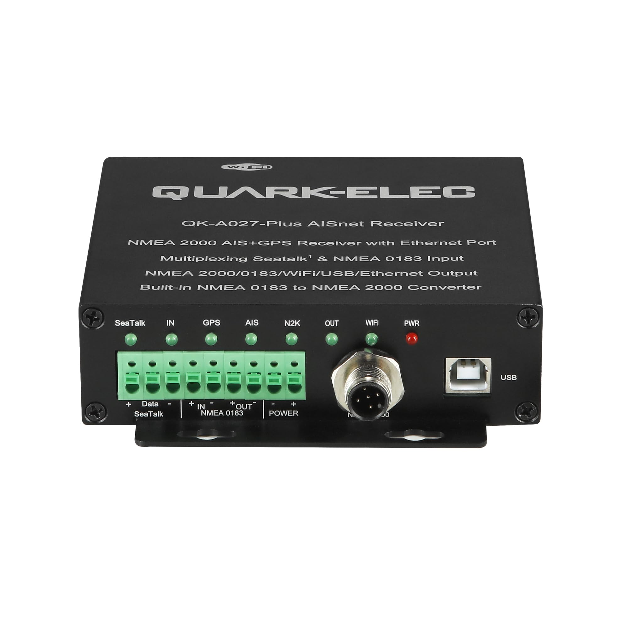 QK-A027-plus NMEA 2000 AIS+GPS Receptor con NMEA Multiplexor y Ethernet, N2K, WiFi, salidas USB