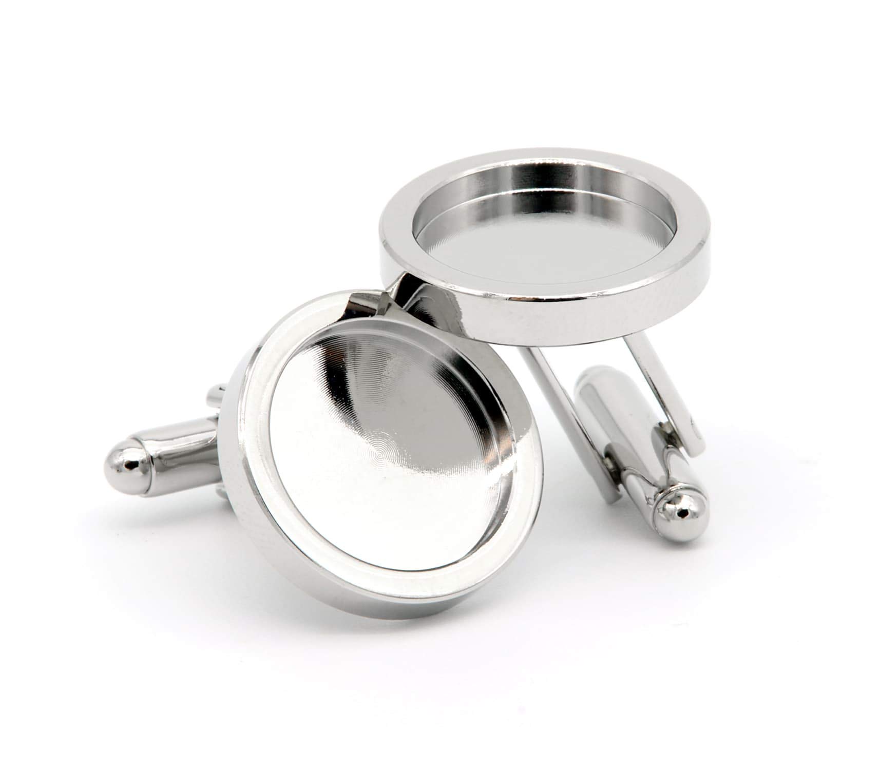 NaturSchatulle Manschettenknöpfe Rohlinge Silber I 5 Paar Runde Cabochon Fassungen Hochwertige Accessoires Basteln DIY Schmuckherstellung Nickelfrei