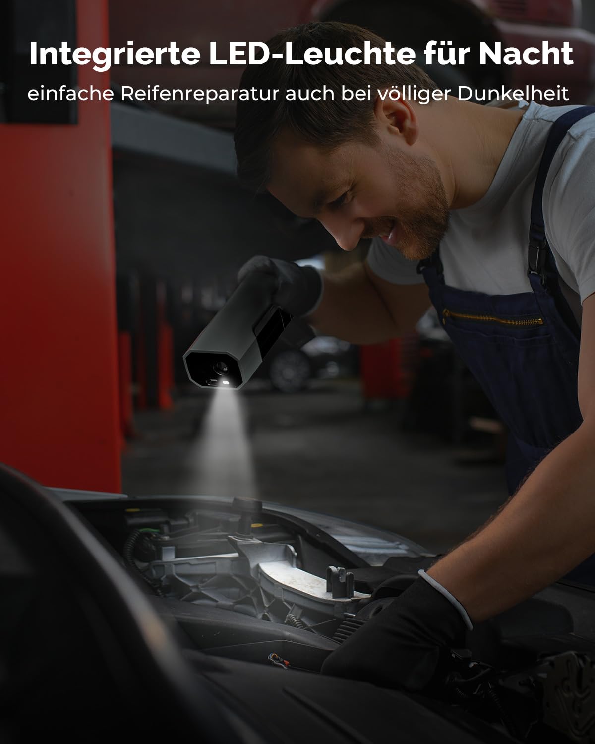 HYVOHEX Elektrische Luftpumpe,Akku Kompressor,Fahrradpumpe,1 Min Schnellbefüllung Kabelloser Luftkompressor mit Digitalem Manometer LED Licht,10.34 Bar Reifenkompressor mit LED Licht für Auto,Fahrrad