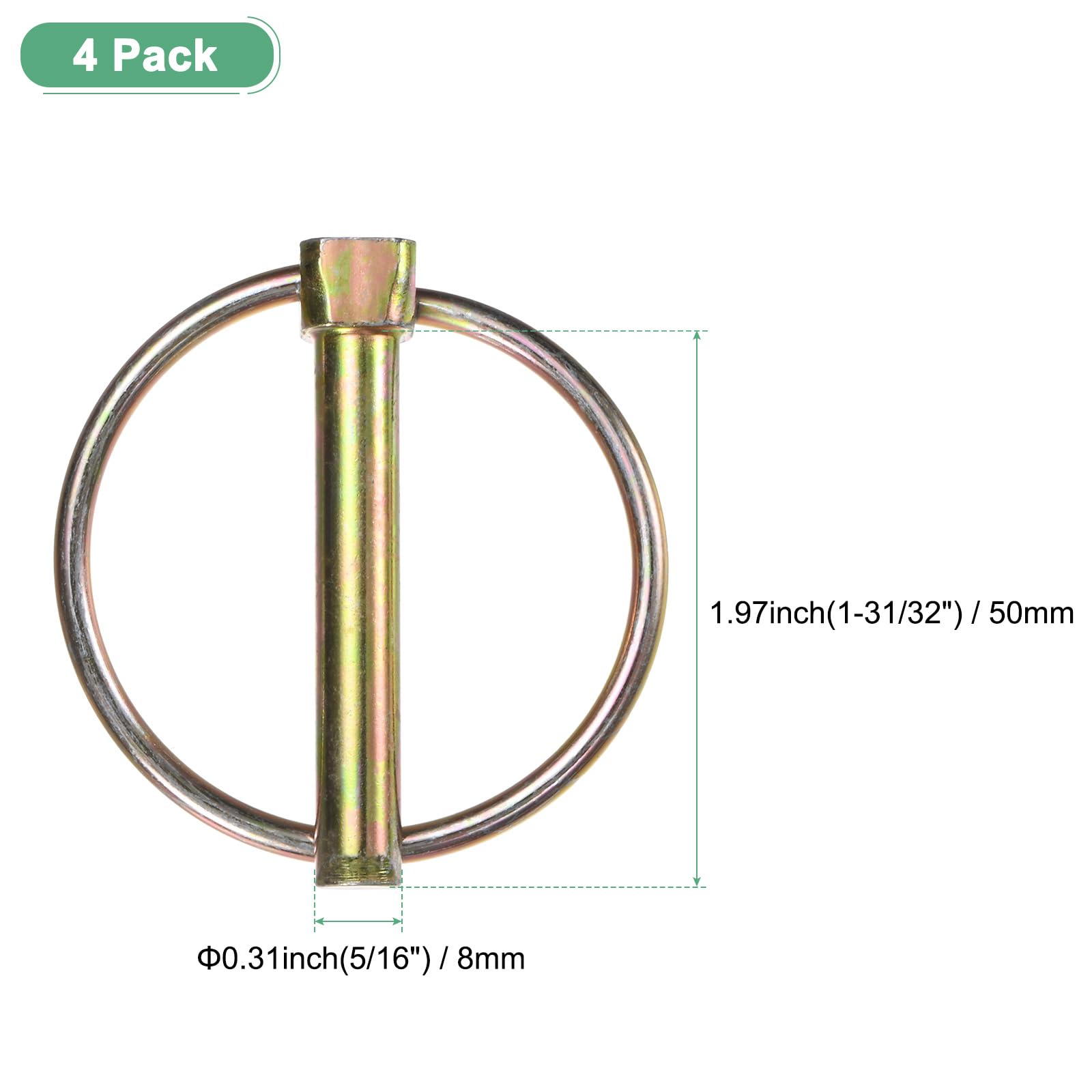 M METERXITY 4-Pack 5/16" Linch Pin with Ring - Image 3