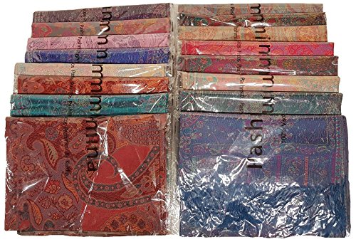 Kuldip Double Ply Double Sided Premium Jamawar Pashmina Scarf Shawl Wrap. Assorted. (Pack of 10)4