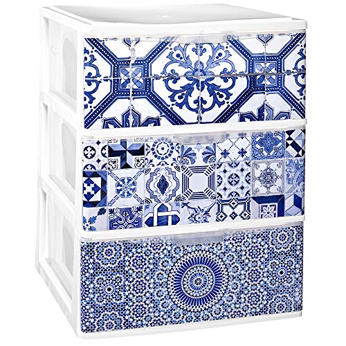TODO HOGAR   Cajonera Apilable Plastico   Modelo Iris   Decorado Alhambra (Largo 380 Ancho 370 Alto 473)