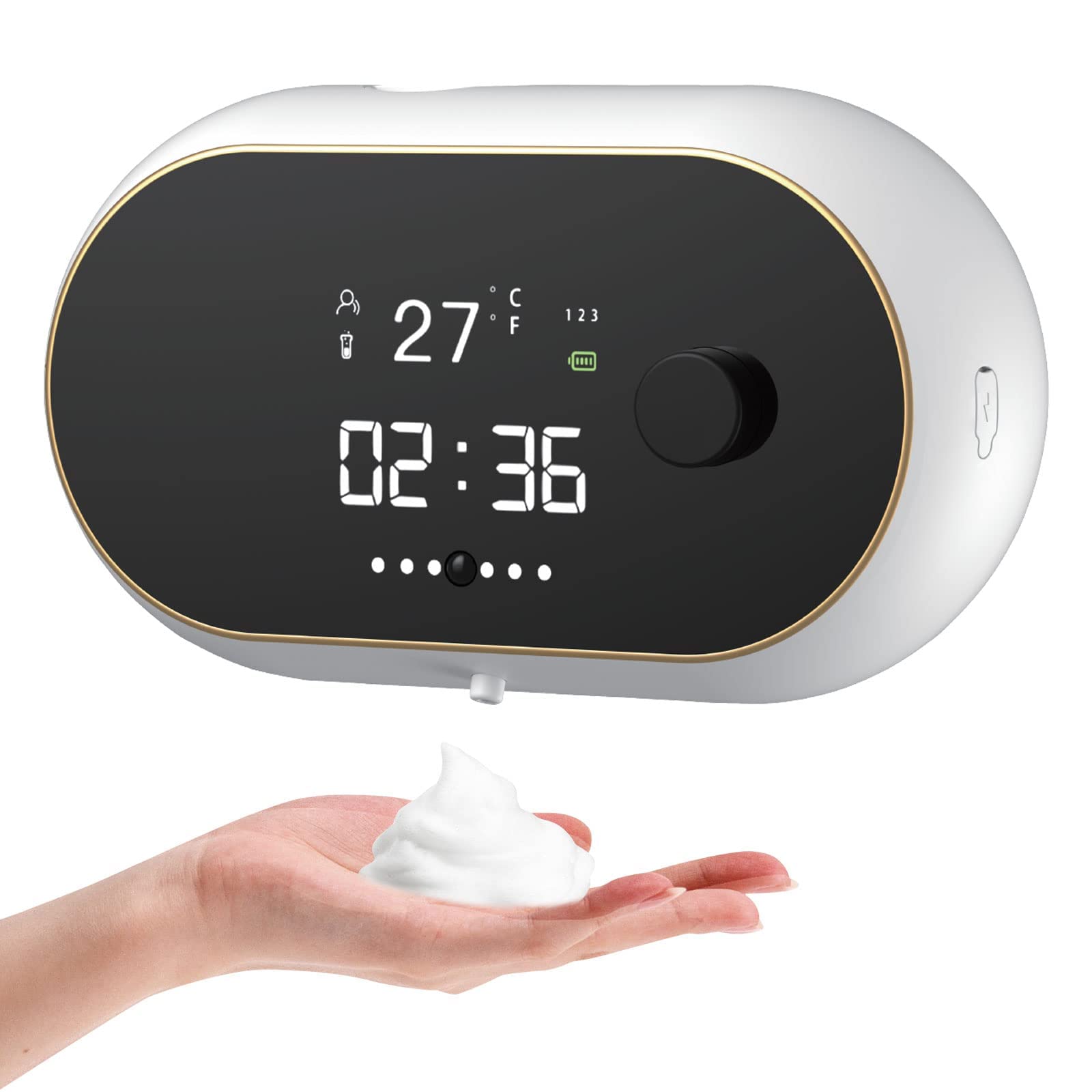 KASTWAVE Automatic Soap Dispenser Foaming Hand Free Soap Dispenser Wall Mount Foam Soap Dispenser Touchless Soap Dispenser Smart Electric Wall Auto Soap Dispenser for Bathroom, Kitchen (White)