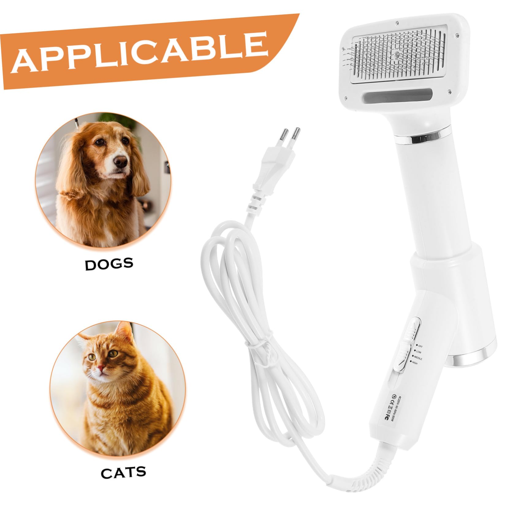 Brosse-souffleur pour Animaux Portable, Peigne Démêlant Blanc en Plastique | Chat et Chien, Usage de Toilettage, Format Compact, Accessoire pour Propriétaires D’animaux