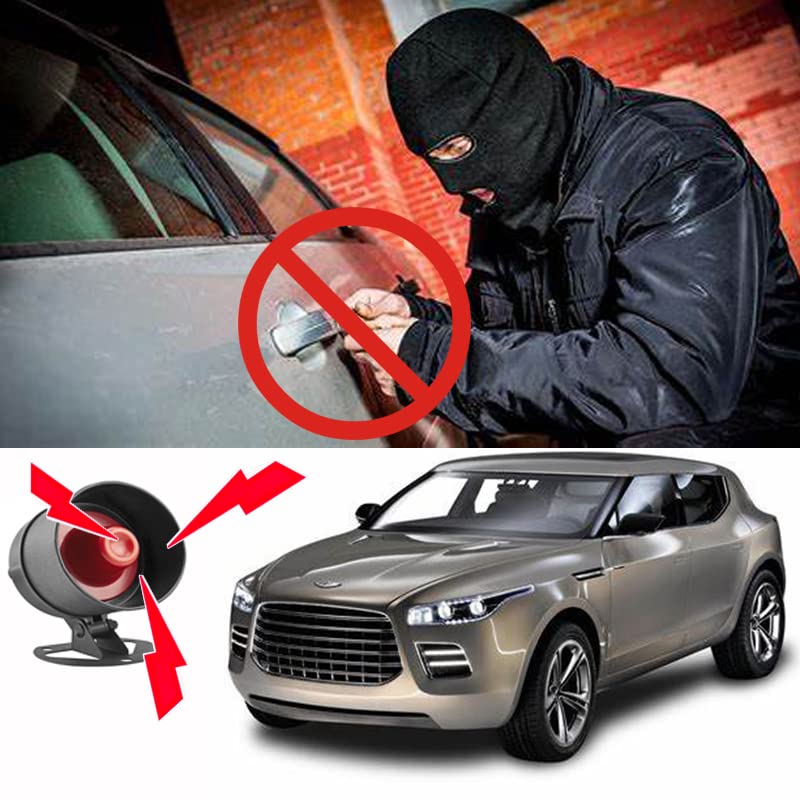 Lancoon Car Alarm Security System, 110dB Anti-Theft Device Keyless Entry Car Searching Universal Central Lock Kit with Shock Sensor Control Box 2 Replacement Remote Controls LED Display Lights