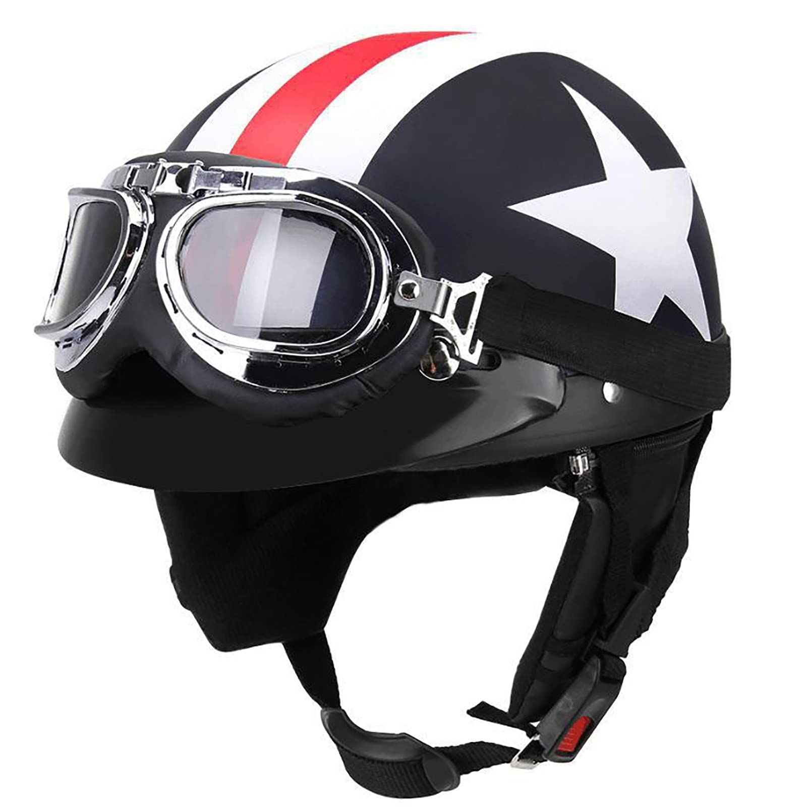 Demi-Casque De Moto Avec Lentilles Plaquées Argent,Coque En ABS Approuvée DOT-ECE,Casques De