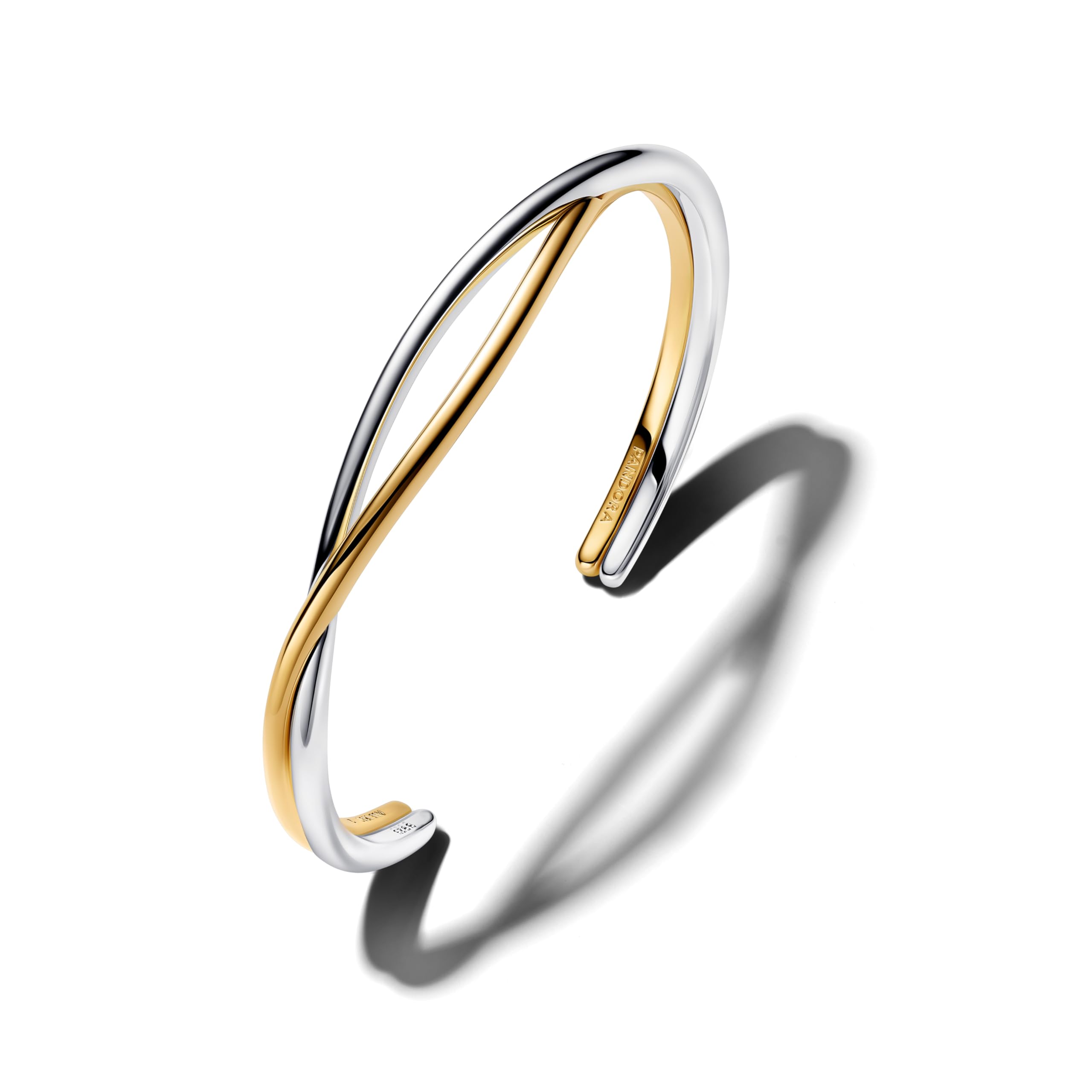 Sterling silver and 14k gold-plated open bangle