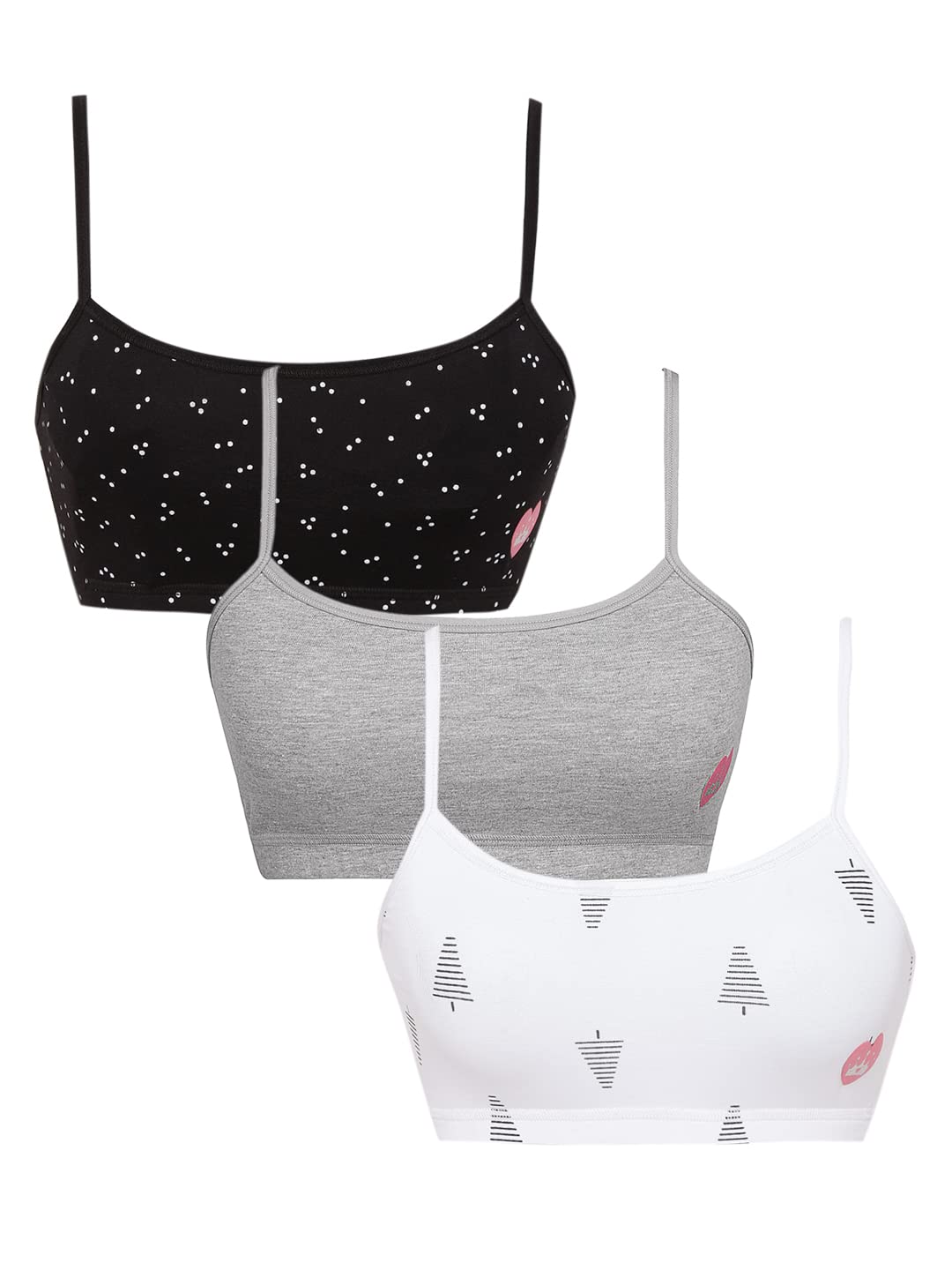 Sillysally Pack of 3 Girls Beginners Bra | Sport Bra Non Padded Non Wired | Double Layered Fabric
