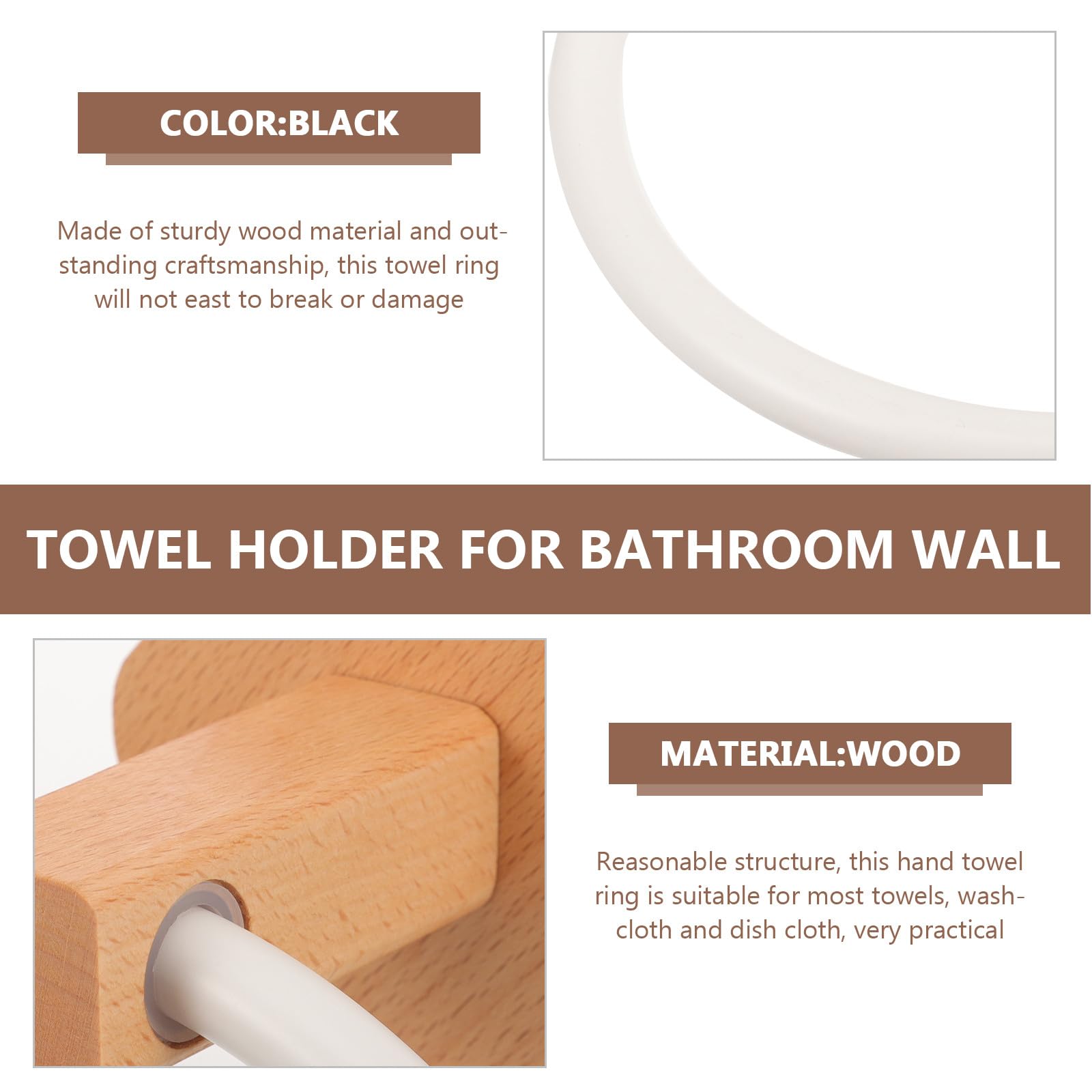Tofficu Toallero de Mano de Madera Beige Almacenamiento de Toallas y Estructura Simple, Perchero Práctico para Baño Estilo Clásico y Montaje sin Taladro