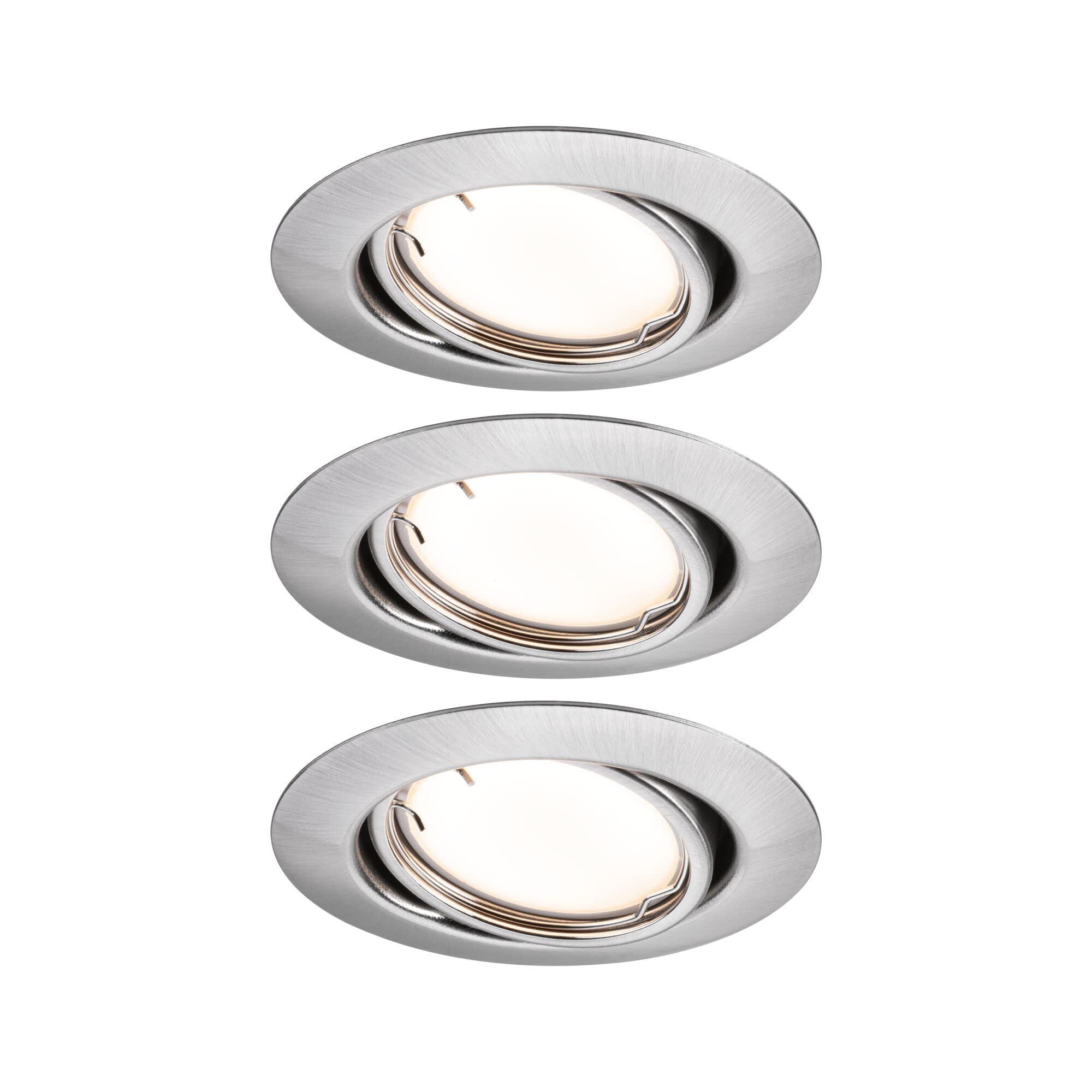 Paulmann 92464 LED Einbauleuchte Base Smart Home Zigbee Basisset schwenkbar rund 230V 3x4,9W 3x430lm dimmbar 90mm Eisen gebürstet Metall 3000K