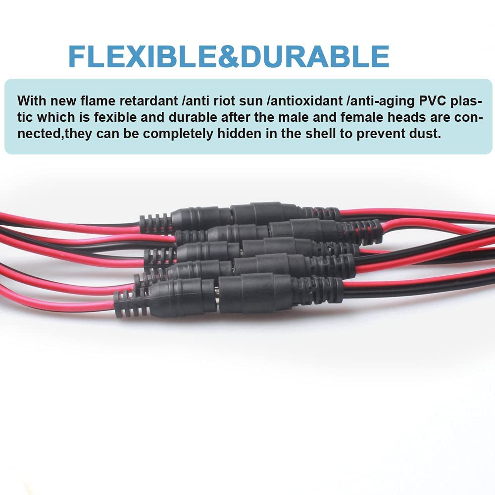 Buy DC Power Pigtail Cable 8 Pairs DC Power Pigtail Wire Plug 22AWG 1