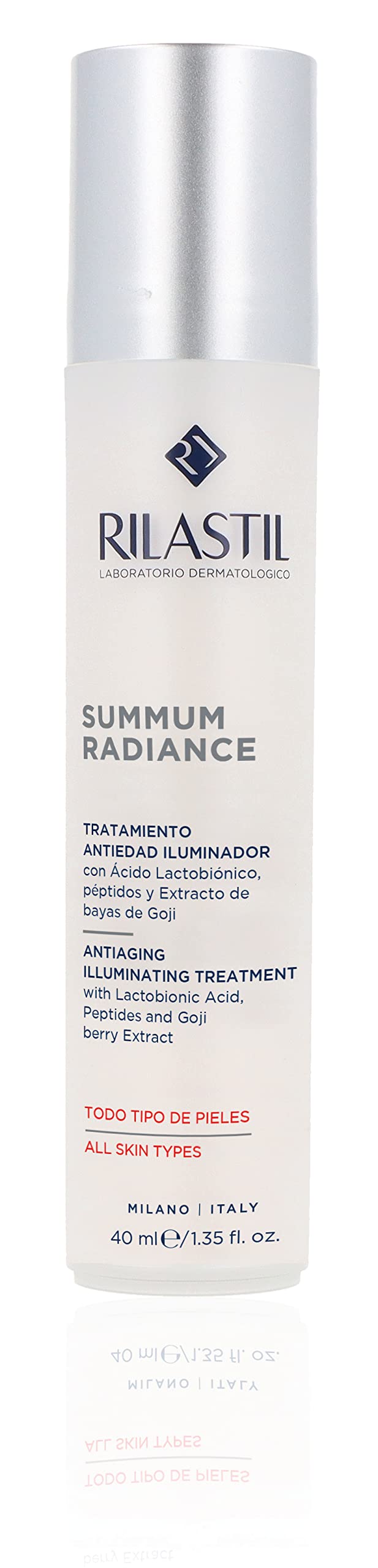 RilastilSummum Rx Radiance Anti Ageing Brightening Face Cream with Bionic Lactic Acid, Peptides and Goji Berry Extract for All Skin Types 40ml
