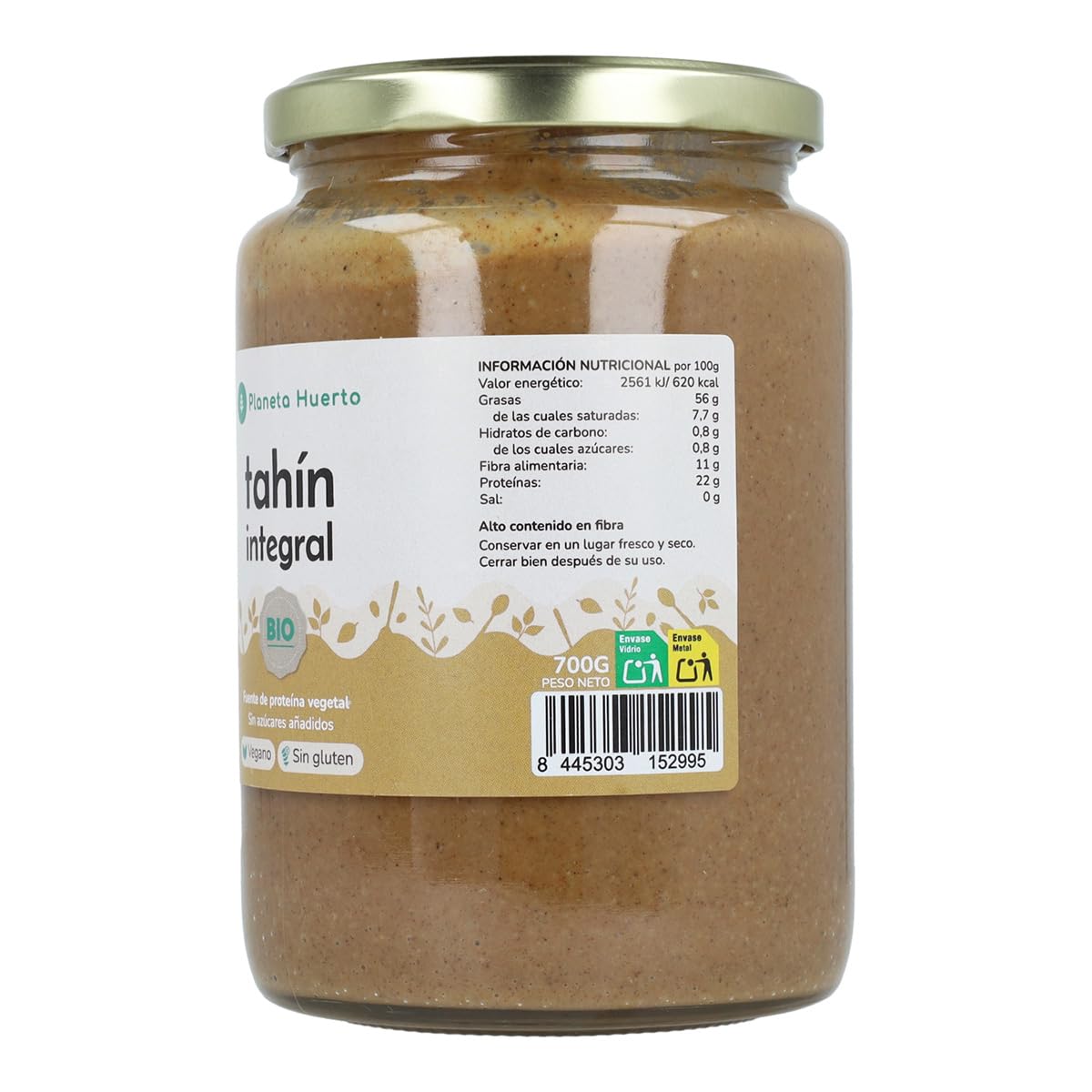 PLANETA HUERTO | Pack 3x Tahín Integral ECO 700 g | Pasta de Sésamo Natural Rica en Calcio, Omega 6 y Proteínas