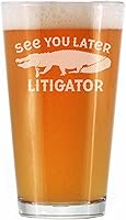 Bevvee 'See You Later Litigator' Engraved 16oz Pint Glass - Funny Lawyer Gift for Law School Grads & Attorneys