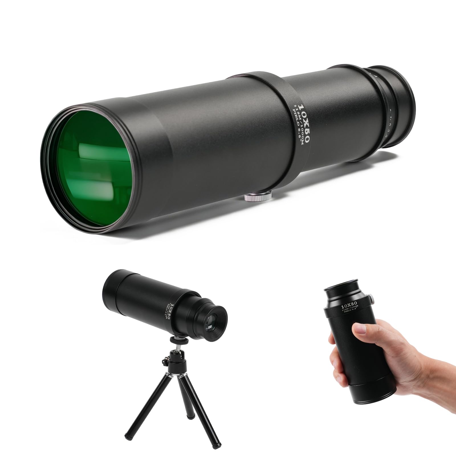 Monokular 10x50 FMC – Wasserdichtes Fernrohr mit Metallgehäuse für Vogelbeobachtung Outdoor Reisen