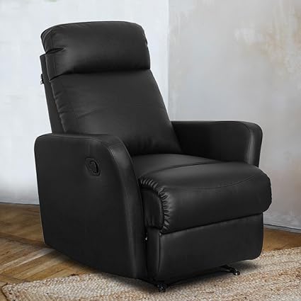 Recliners India - Sleek Single Seater Recliner Sofa | 3 Modes of Comfort | Manual Recliner Chair | Cushion Armrest | Living Room Recliner Sofa | 1-Year Manufacturer Warranty | Colour- Black