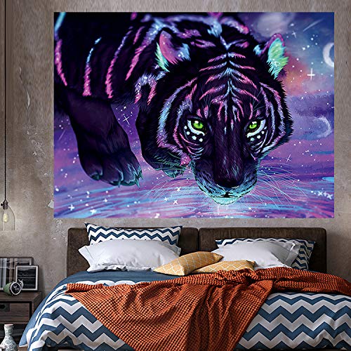 JACCAWS Psychedelic Tiger Tapestry Wall Hanging,59''x79'' Anime