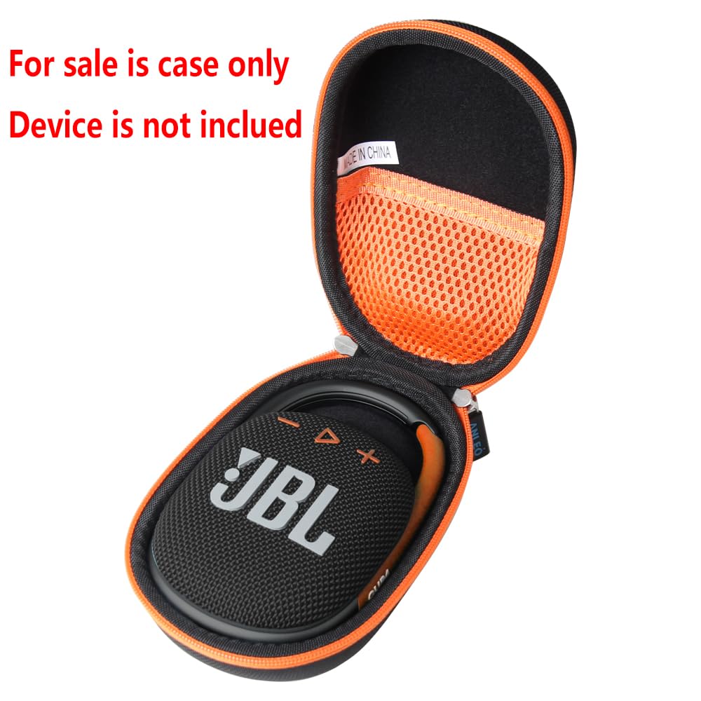Anleo Hard Travel Case for JBL Clip 5 / Clip 4 - Portable Mini Bluetooth Speaker (Black+Orange)