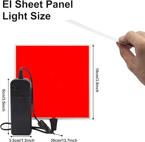 Miniatura 3 de Panel de luz electroluminiscente EL, 3.9 in x 3.9 in, lámpara de papel cortable para decoracióncosplayadvertencia, 3 modos brillo constante,