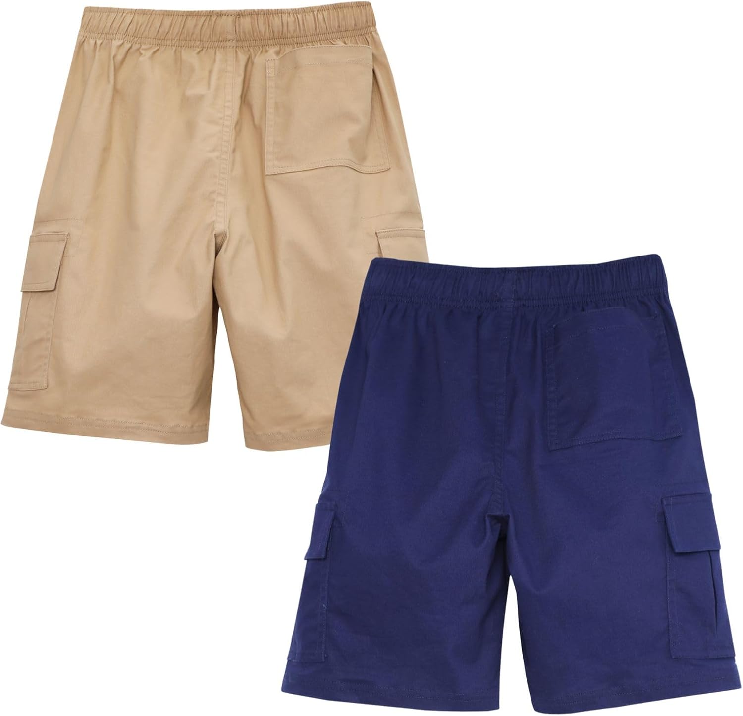 HILEELANG Kids Boy Cargo Shorts School Uniform Navy Blue Khaki Cotton Stretch Chino Shorts 5-17Y