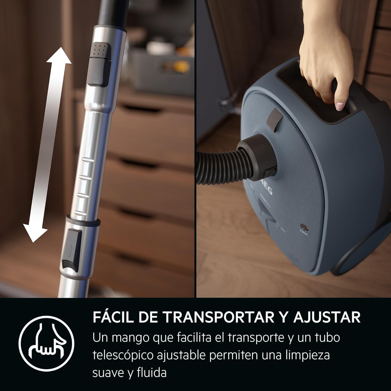 AEG CLEAN 6000 Aspirapolvere con sacchetto/elevata potenza di aspirazione/con ugelli aggiuntivi/55% plastica riciclata/per proprietari di animali domestici/pulizia di tappezzeria/raggio d'azione 12 m