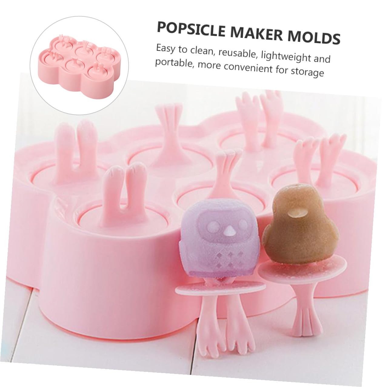 4 juegos Moldes de Silicona para Helados DIY Moldes de Animales para Polos Cubitos de Hielo y Yogur y Prácticos para Verano