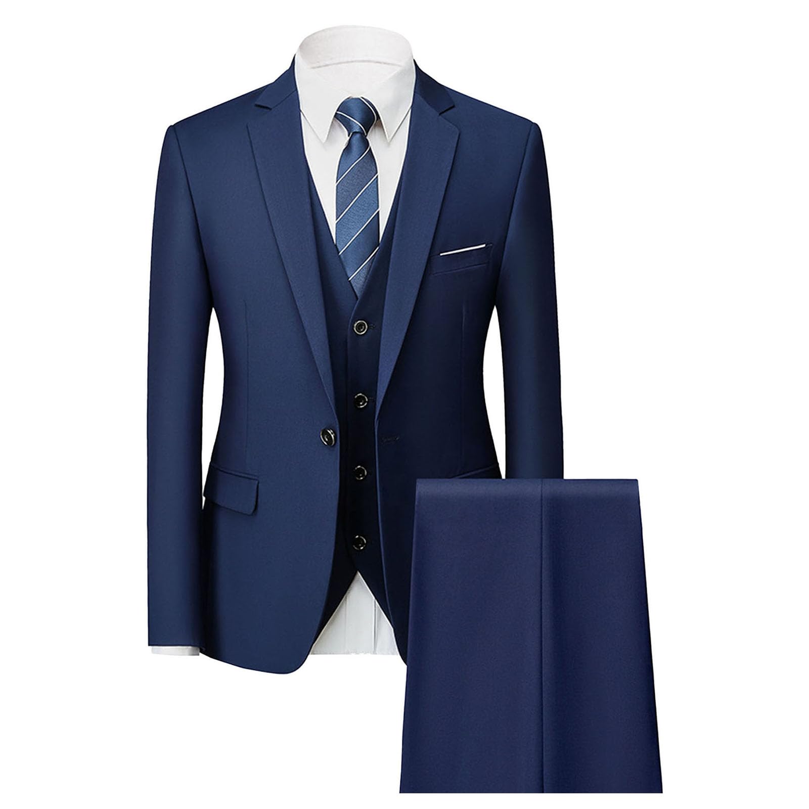 Completo da Uomo Slim Fit 3 Pezzi con Giacca Blazer a Un Bottone, Gilet e Pantaloni, Abiti da Cerimonia Formali