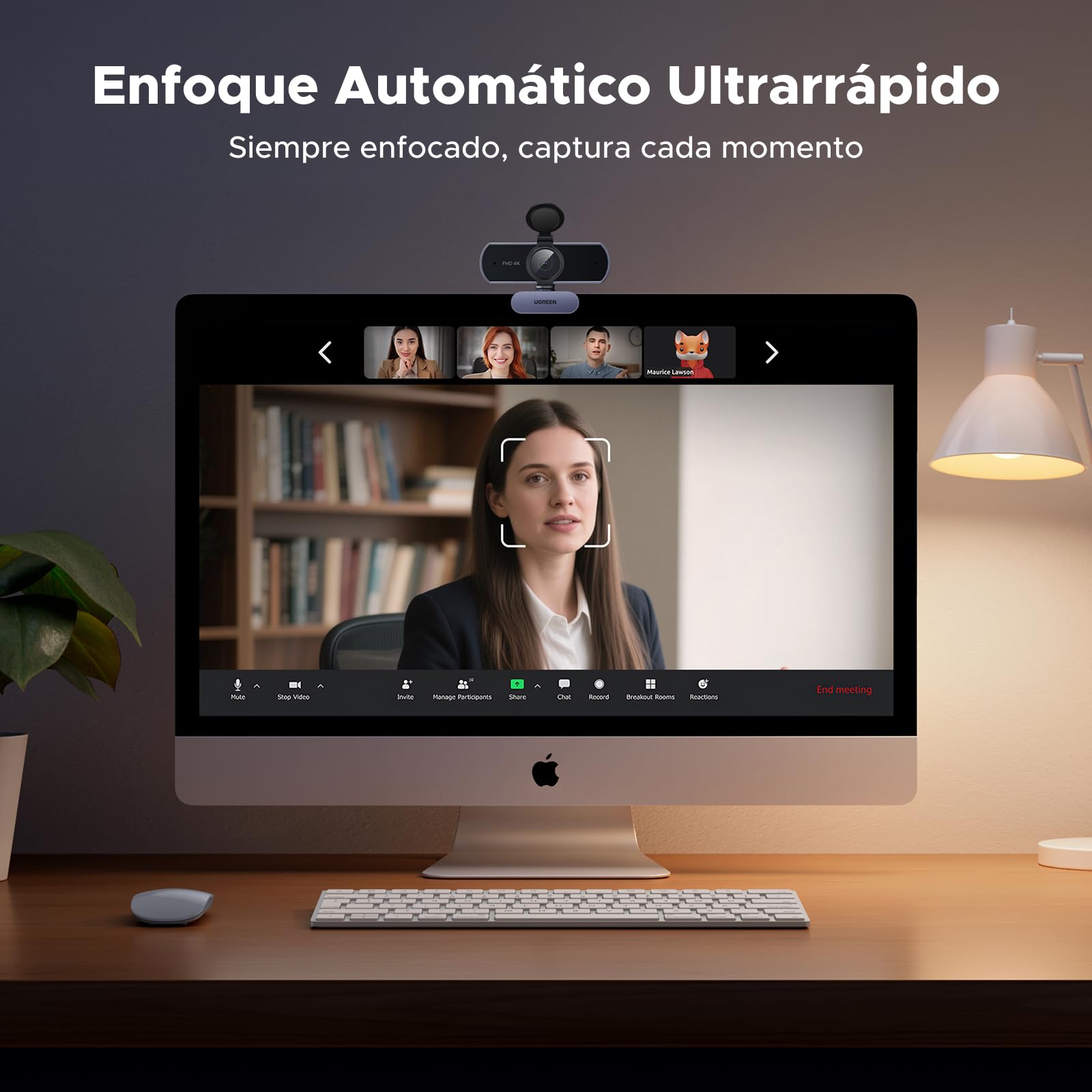 UGREEN FineCam Lite 4K Webcam 30FPS Ultra HD USB Webcam Enfoque Automático Plug and Play para Windows MacOS Linux Streaming Youtube Skype Call Video Zoom Videoconferencia