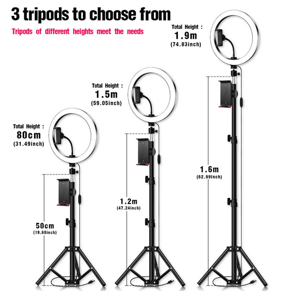 Anello Luminoso a LED con Supporto per Treppiede con 3 Modalità di Illuminazione Dimmerabili e Telecomando Bluetooth per Tablet e Smartphone YouTube/Fotografia/Live Streaming (19.68in)