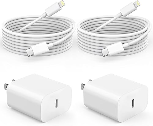 Cargador para iPhone 14, 13, 12, carga rápida, 20 W, PD USB C, cargador de pared con cable USB C a Lightning de carga rápida de 6 pies, compatible