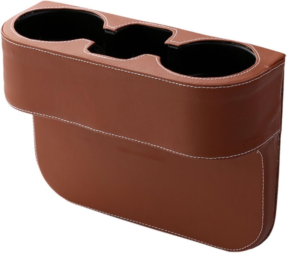 Topda123 Drink Holder Coffee Console Side Pocket,Auto Front Seat Organizer Car Console and Seat Gap Cup/Mobile Phone Holder Storage Pocket Box Cage Coffe Catcher for car (Brown)