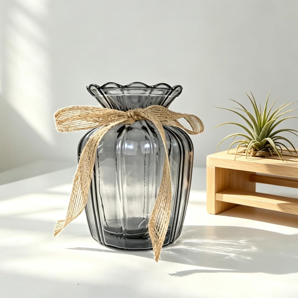 LESING Bouquet di rose finte con vaso di vetro, bianco