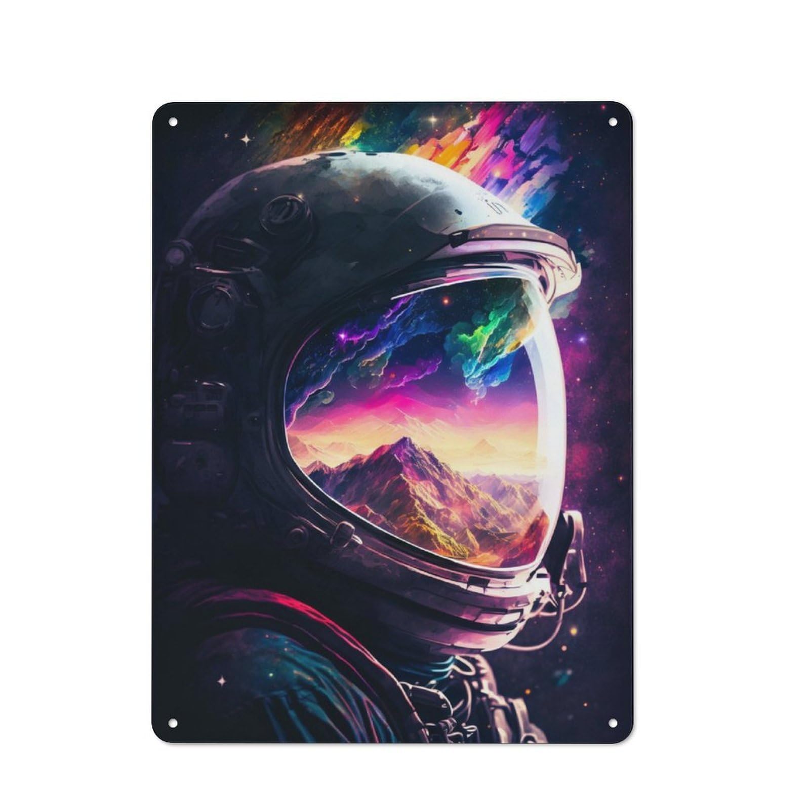 Junmoney Astronaut Reflections 1 Tin Wall Plaque 40X30cm, Barn Style Rustic Kitchen Decor For Farmhouse Kitchen, Pantry Or Dining Area