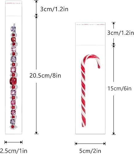 Miniatura 4 de Bolsas de celofán autoadhesivas de 2 x 6 pulgadas, 500 bolsas largas de polietileno OPP autoadhesivas para pulseras, bastones de caramelo, crayones