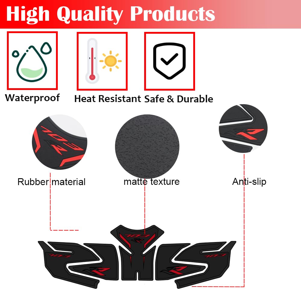 Per ZONTES 703RR 703 RR Moto Adesivi in ​​gomma antiscivolo per protezione serbatoio carburante Adesivi 3D per ginocchiere (Rosso)
