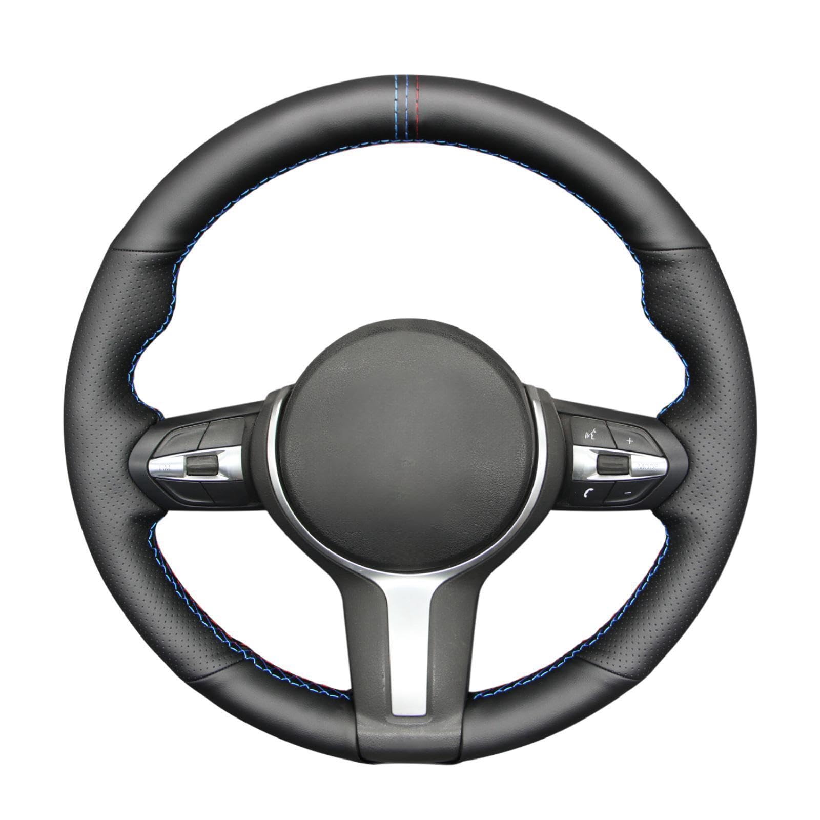 MEWANT Steering Wheel Cover for BMW F87 M2 F80 M3 F82 M4 M5 F12 F13 M6 F85 X2 X5 M F86 X6 M F33 F30 M Sport Microfiber Leather Hand Sewing Steering Wheel Wrap