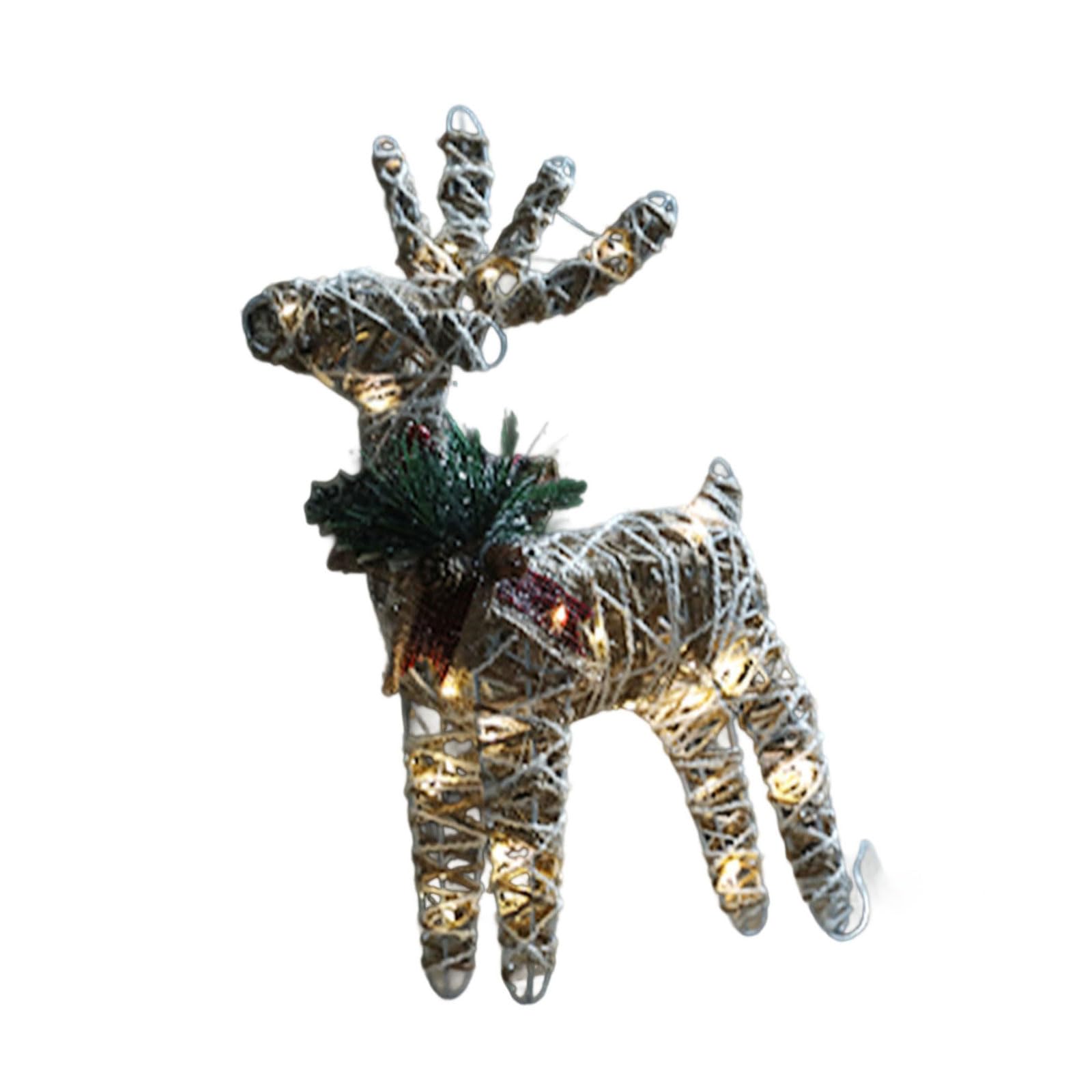 Qusinfc Iron and Twine Rope Reindeer Ornament Festival Decoration for Store Homes and Holidays Iron Deer Figurine