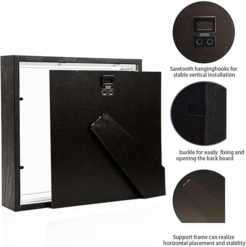 Miniatura 3 de Caja de sombra negra de 8 x 8 pulgadas (2 paquetes) con calcomanías de letras, caja de exhibición para recuerdos, artículos de bebé, recuerdos de